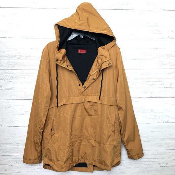 Killion Men's Mustard Yellow Anorak Jacket Hooded Zip and Snap Closure Pockets M - Picture 2 of 9